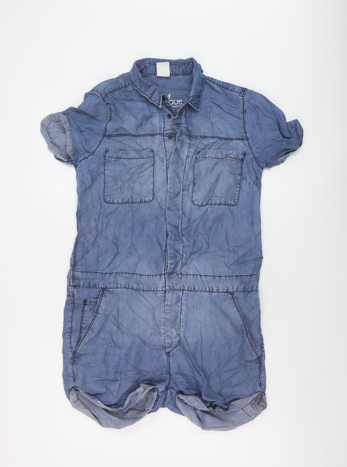H&M Womens Blue Lyocell Playsuit One-Piece Size 8 Button