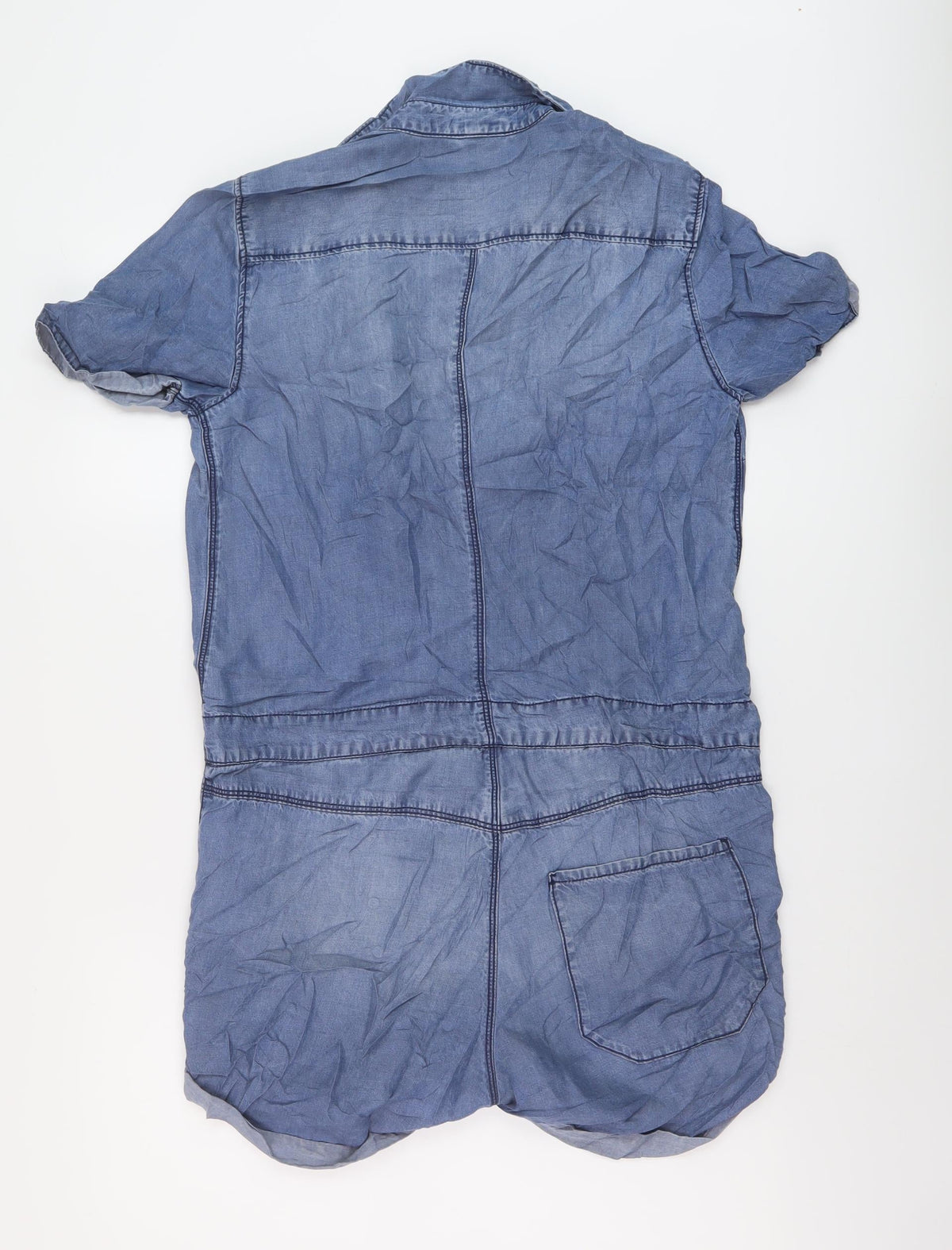 H&M Womens Blue Lyocell Playsuit One-Piece Size 8 Button