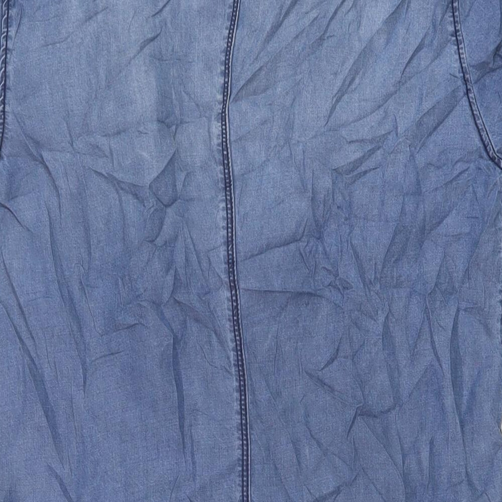 H&M Womens Blue Lyocell Playsuit One-Piece Size 8 Button