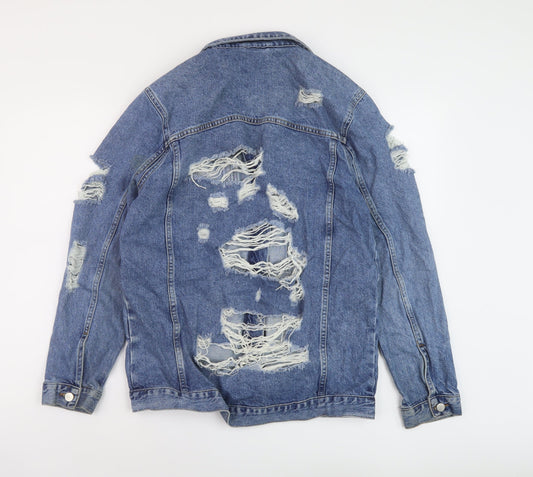 Denim & Co. Womens Blue Jacket Size 10 Button