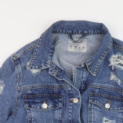 Denim & Co. Womens Blue Jacket Size 10 Button