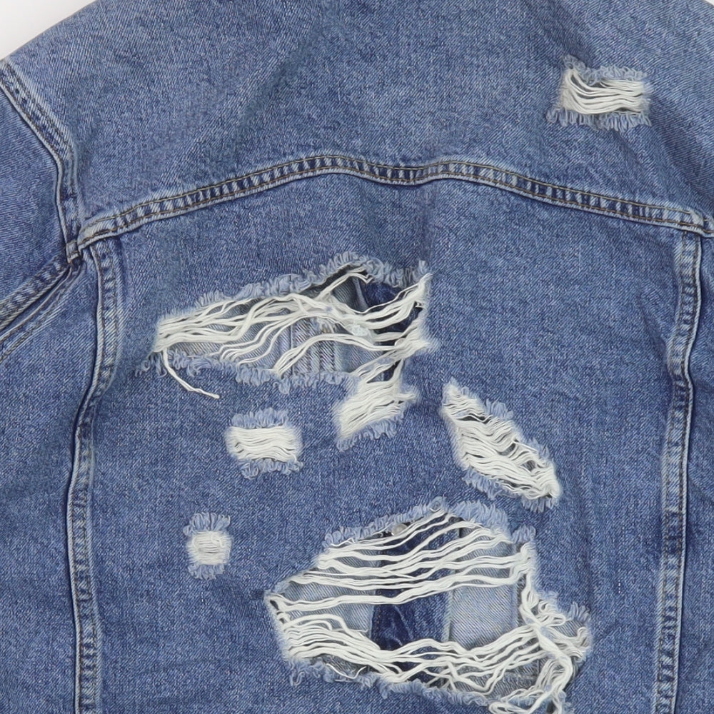 Denim & Co. Womens Blue Jacket Size 10 Button