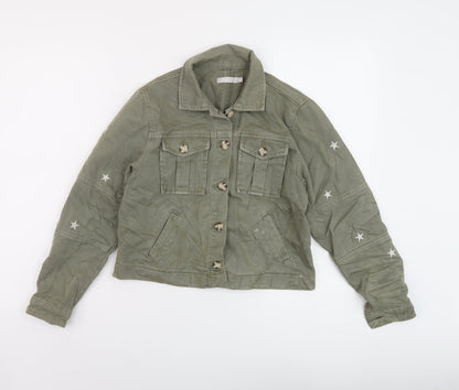 Mint Velvet Girls Green Geometric Jacket Size 11-12 Years Button