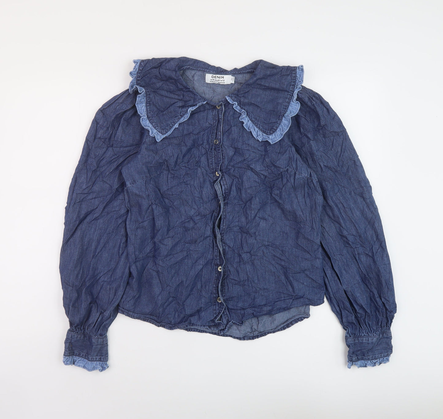 Womens UK Size 12 Dorothy Perkins Blue Basic Button-Up