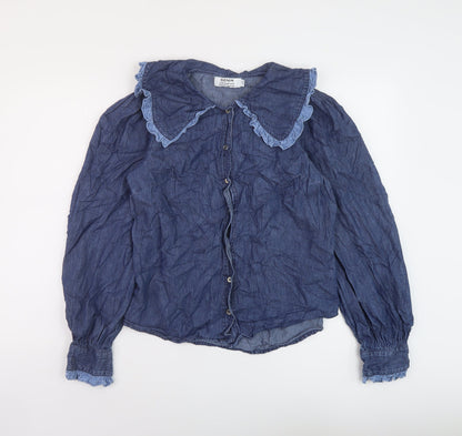 Womens UK Size 12 Dorothy Perkins Blue Basic Button-Up
