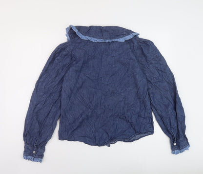 Womens UK Size 12 Dorothy Perkins Blue Basic Button-Up