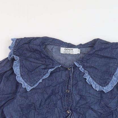 Womens UK Size 12 Dorothy Perkins Blue Basic Button-Up