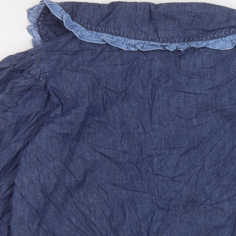 Womens UK Size 12 Dorothy Perkins Blue Basic Button-Up
