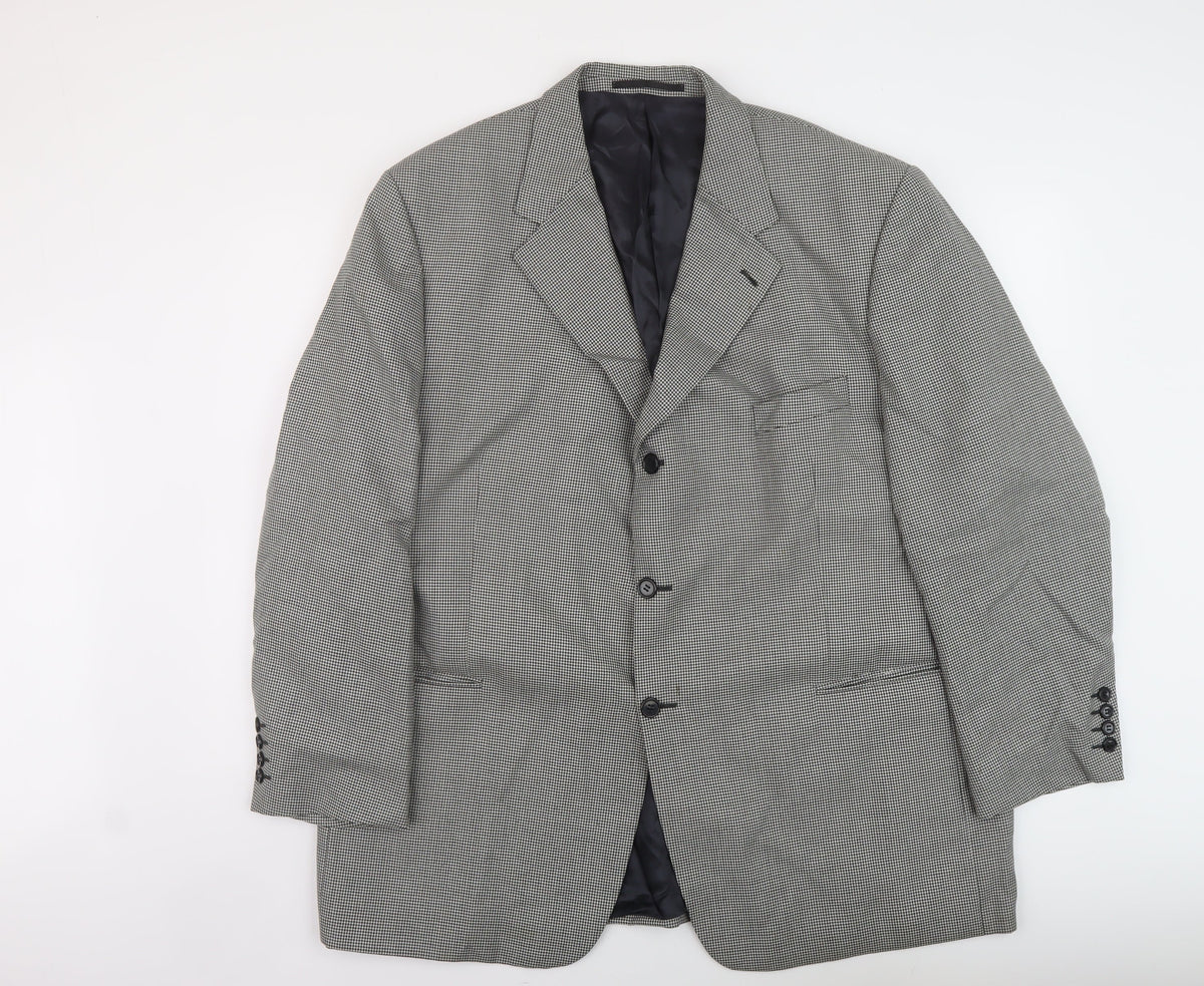 Jonathan Chrles Mens Black Geometric Wool Jacket Suit Jacket Size 50 Regular