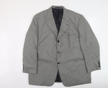 Jonathan Chrles Mens Black Geometric Wool Jacket Suit Jacket Size 50 Regular