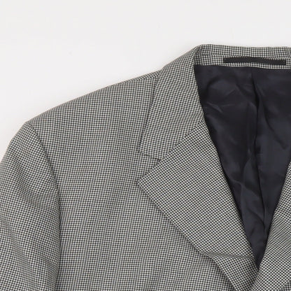 Jonathan Chrles Mens Black Geometric Wool Jacket Suit Jacket Size 50 Regular