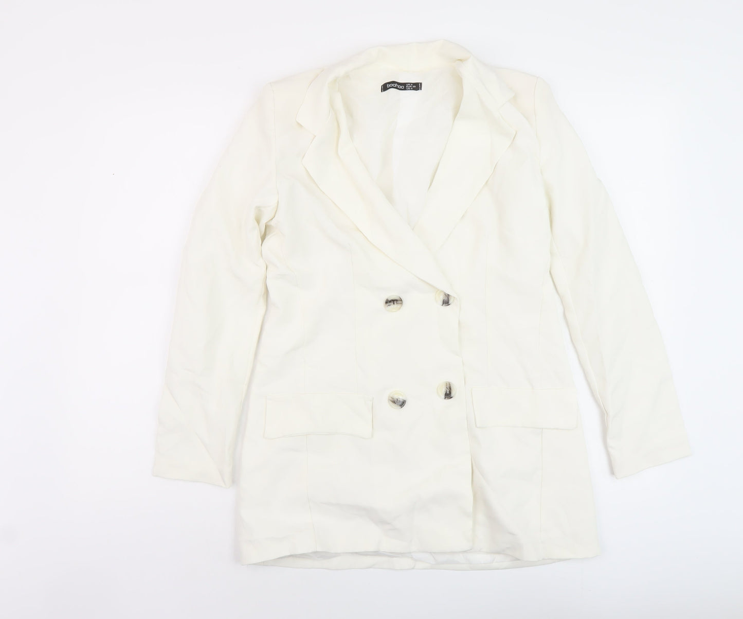 Boohoo Womens White Jacket Size 8 Button