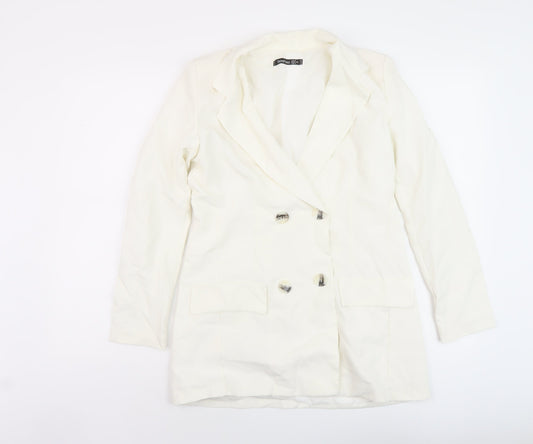Boohoo Womens White Jacket Size 8 Button