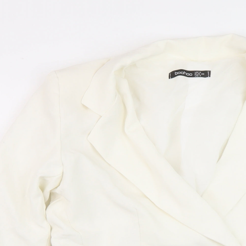 Boohoo Womens White Jacket Size 8 Button