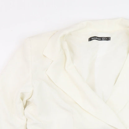 Boohoo Womens White Jacket Size 8 Button