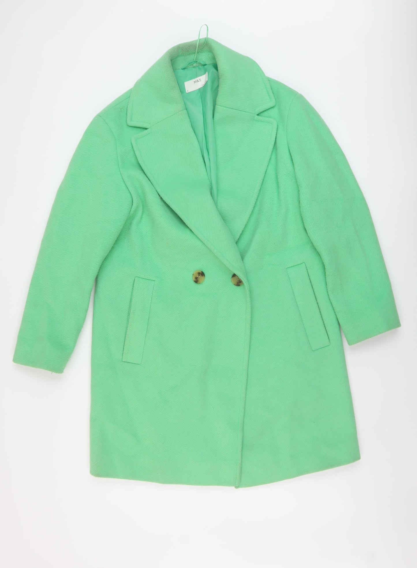 Womens UK Size 8 Marks and Spencer Green Overcoat