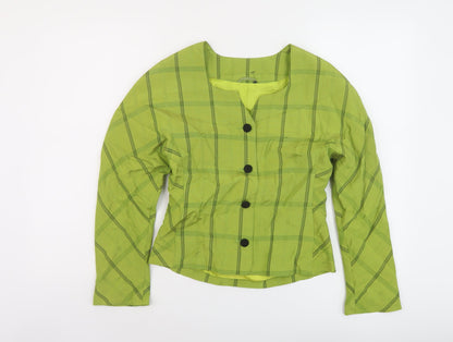 Homlles Womens Green Plaid Jacket Size 8 Button