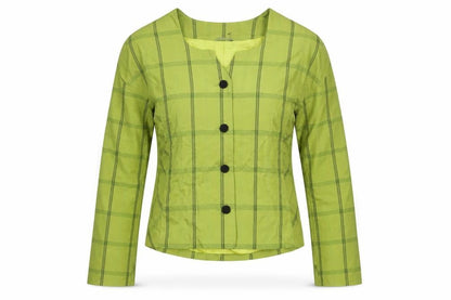 Homlles Womens Green Plaid Jacket Size 8 Button