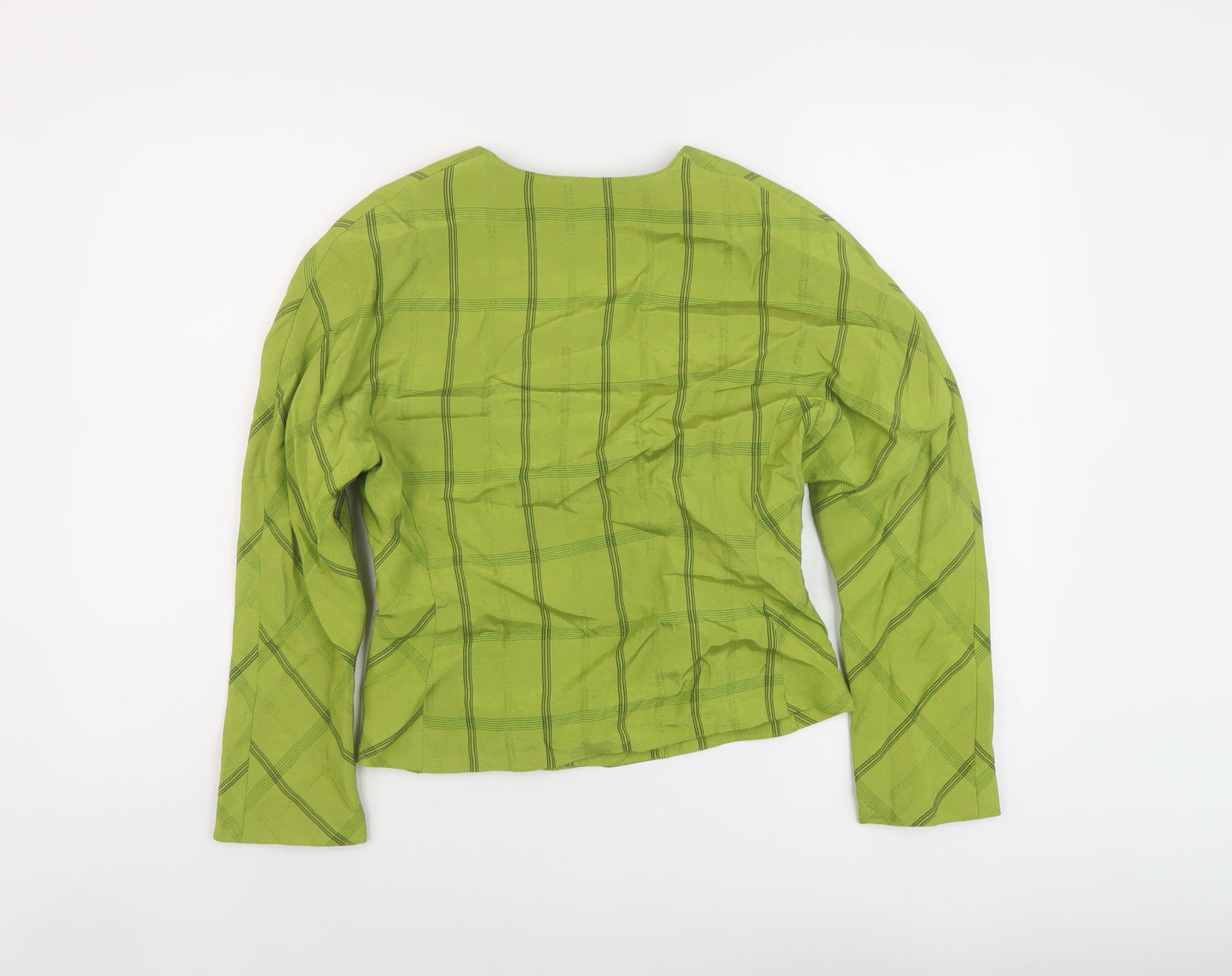 Homlles Womens Green Plaid Jacket Size 8 Button
