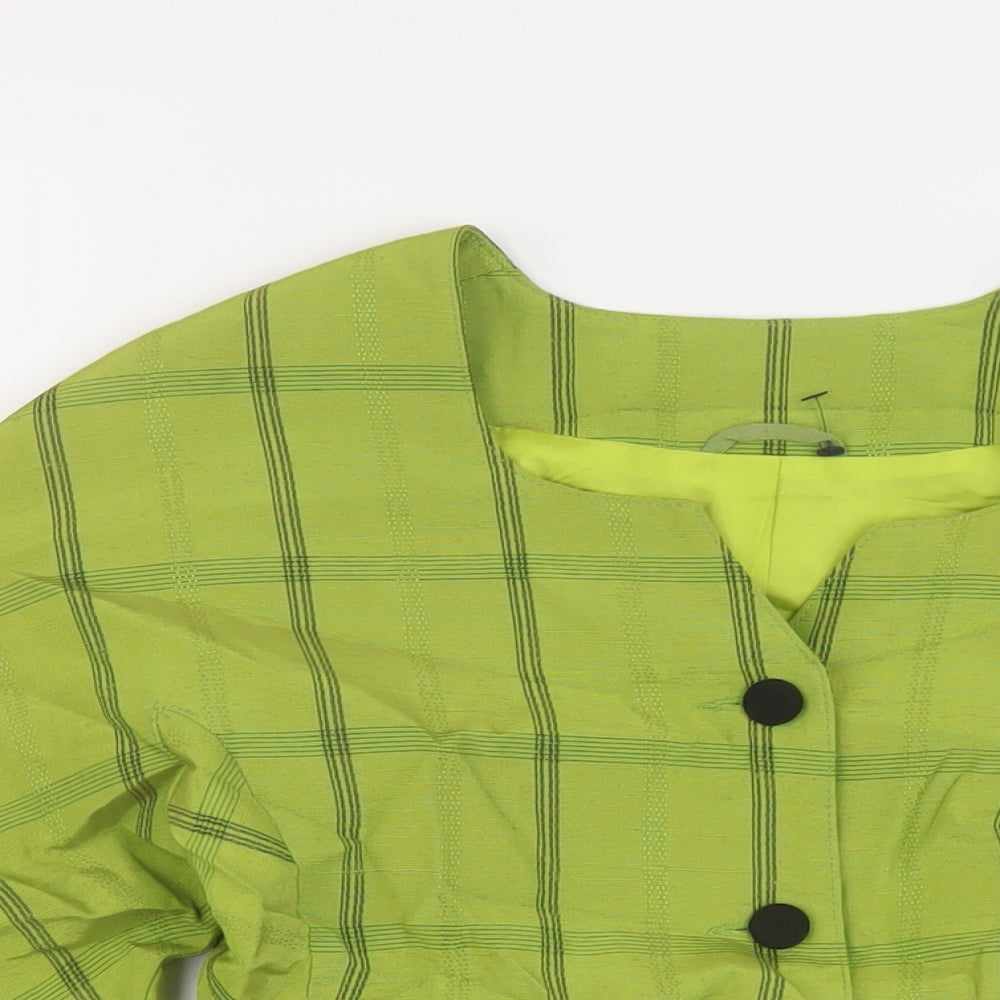 Homlles Womens Green Plaid Jacket Size 8 Button