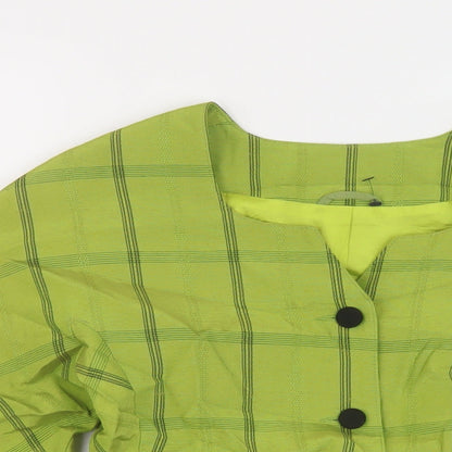 Homlles Womens Green Plaid Jacket Size 8 Button