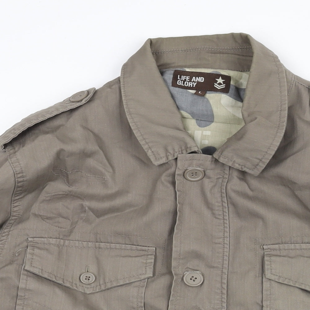 Mens UK Size L Life & Glory Brown Military Jacket