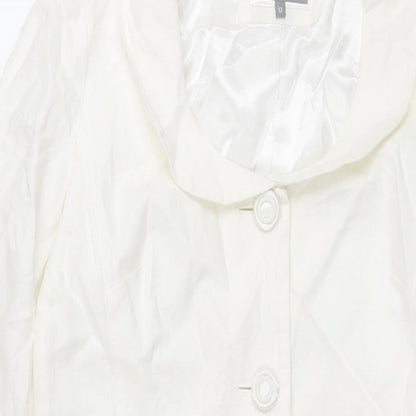 Per Una Womens White Overcoat Coat Size 12 Button - Embroidered Detail