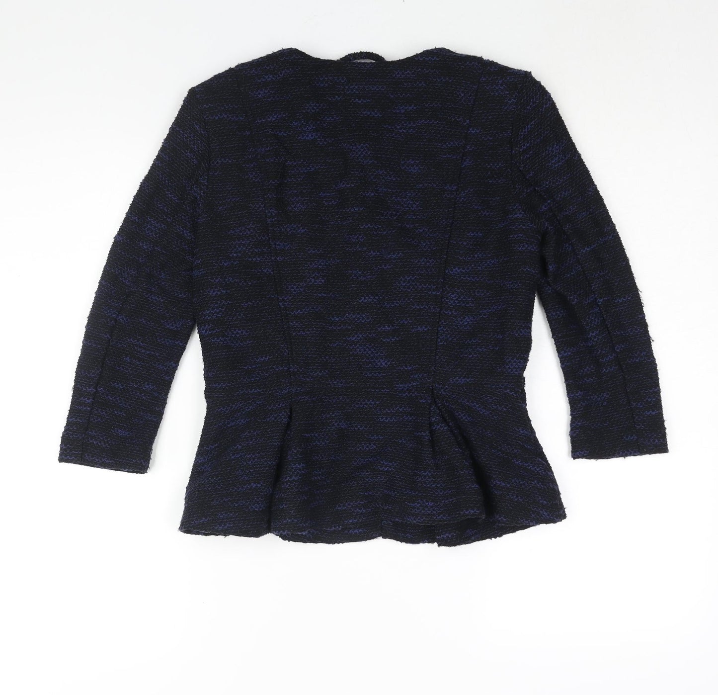 Divided by H&M Womens Blue Geometric Jacket Size 12 Zip - Peplum