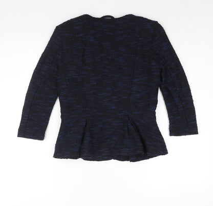 Divided by H&M Womens Blue Geometric Jacket Size 12 Zip - Peplum
