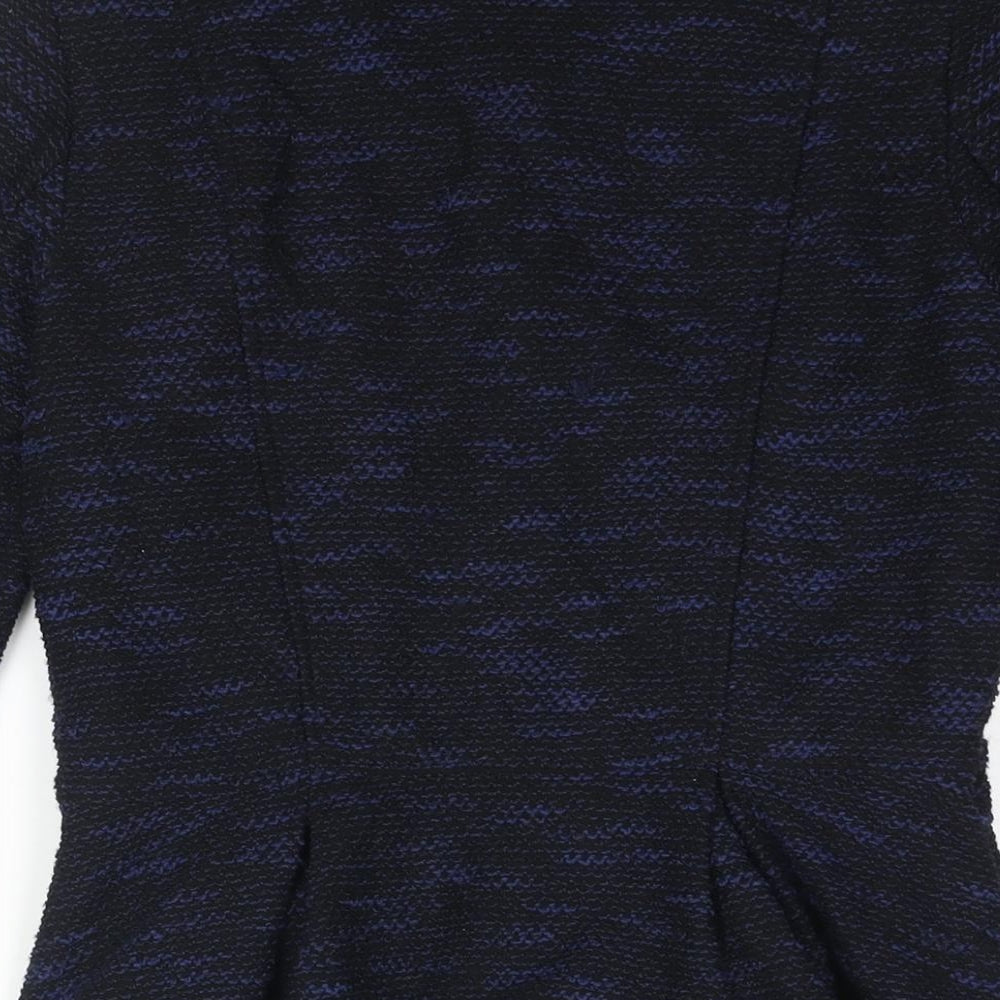 Divided by H&M Womens Blue Geometric Jacket Size 12 Zip - Peplum