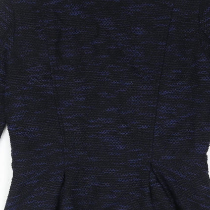 Divided by H&M Womens Blue Geometric Jacket Size 12 Zip - Peplum