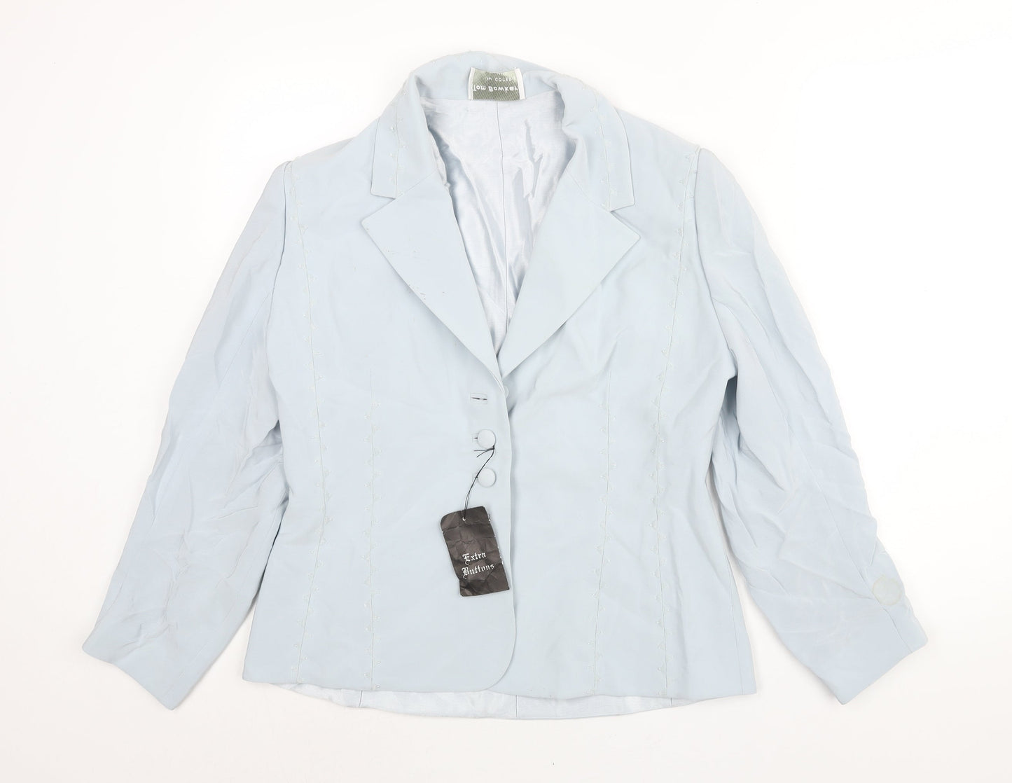 Tom Bowker Womens Blue Jacket Size L Button - Beading Mesh Detail Estimated Size