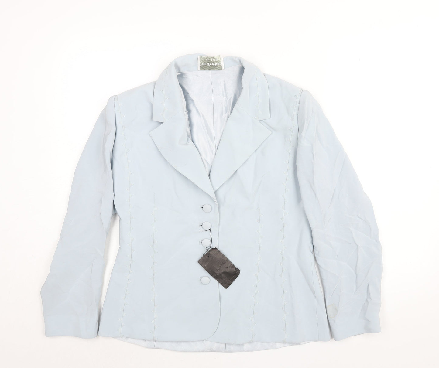Tom Bowker Womens Blue Jacket Size L Button - Beading Mesh Detail Estimated Size