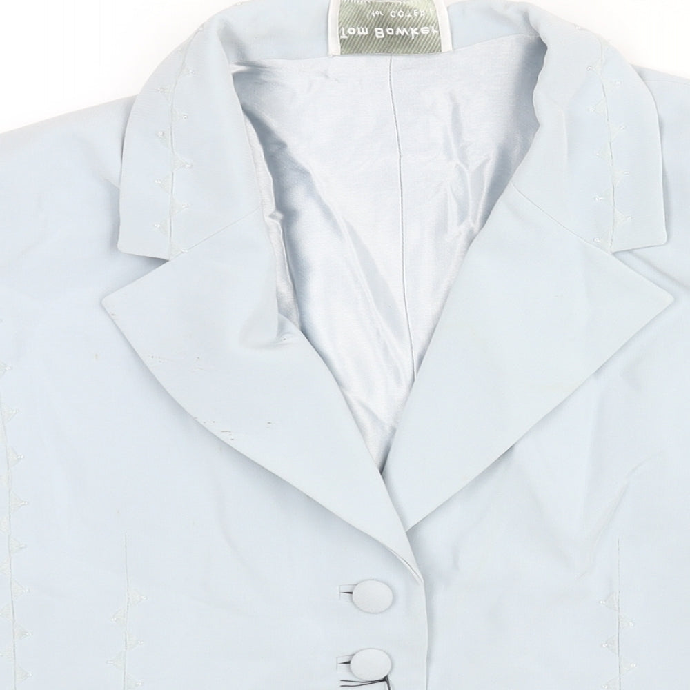 Tom Bowker Womens Blue Jacket Size L Button - Beading Mesh Detail Estimated Size