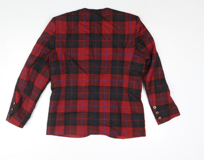 Jean Amol Womens Red Check Jacket Size 12 Button