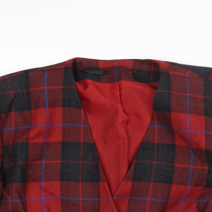 Jean Amol Womens Red Check Jacket Size 12 Button