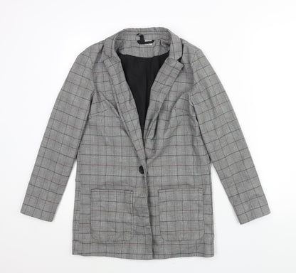 Divided by H&M Womens Grey Check Jacket Blazer Size XS Button