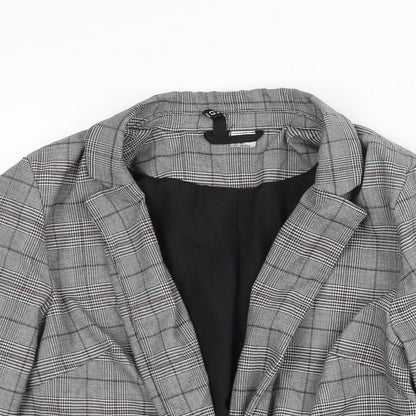 Divided by H&M Womens Grey Check Jacket Blazer Size XS Button