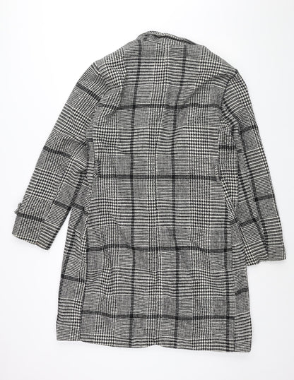 Terranova Womens Black Check Overcoat Coat Size XL Button