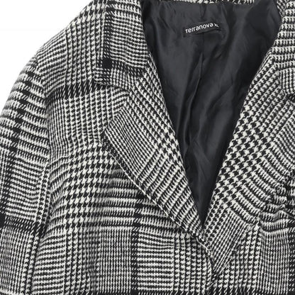 Terranova Womens Black Check Overcoat Coat Size XL Button