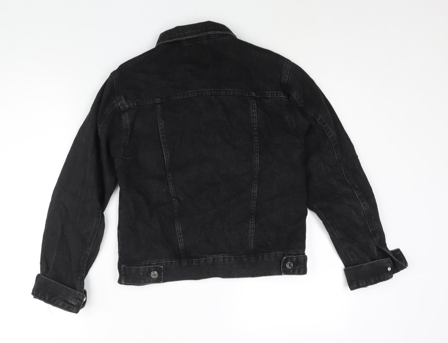 Denim & Co. Womens Black Jacket Size 10 Button - Distressed