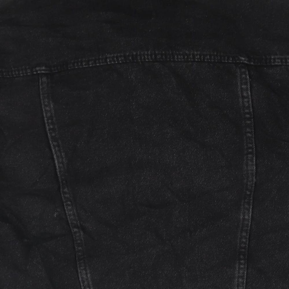 Denim & Co. Womens Black Jacket Size 10 Button - Distressed