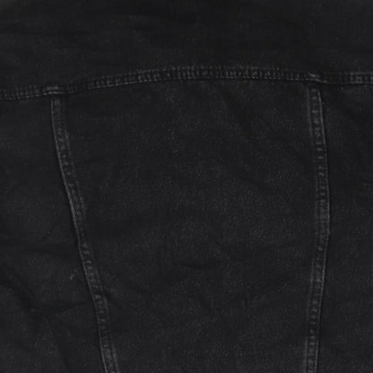 Denim & Co. Womens Black Jacket Size 10 Button - Distressed