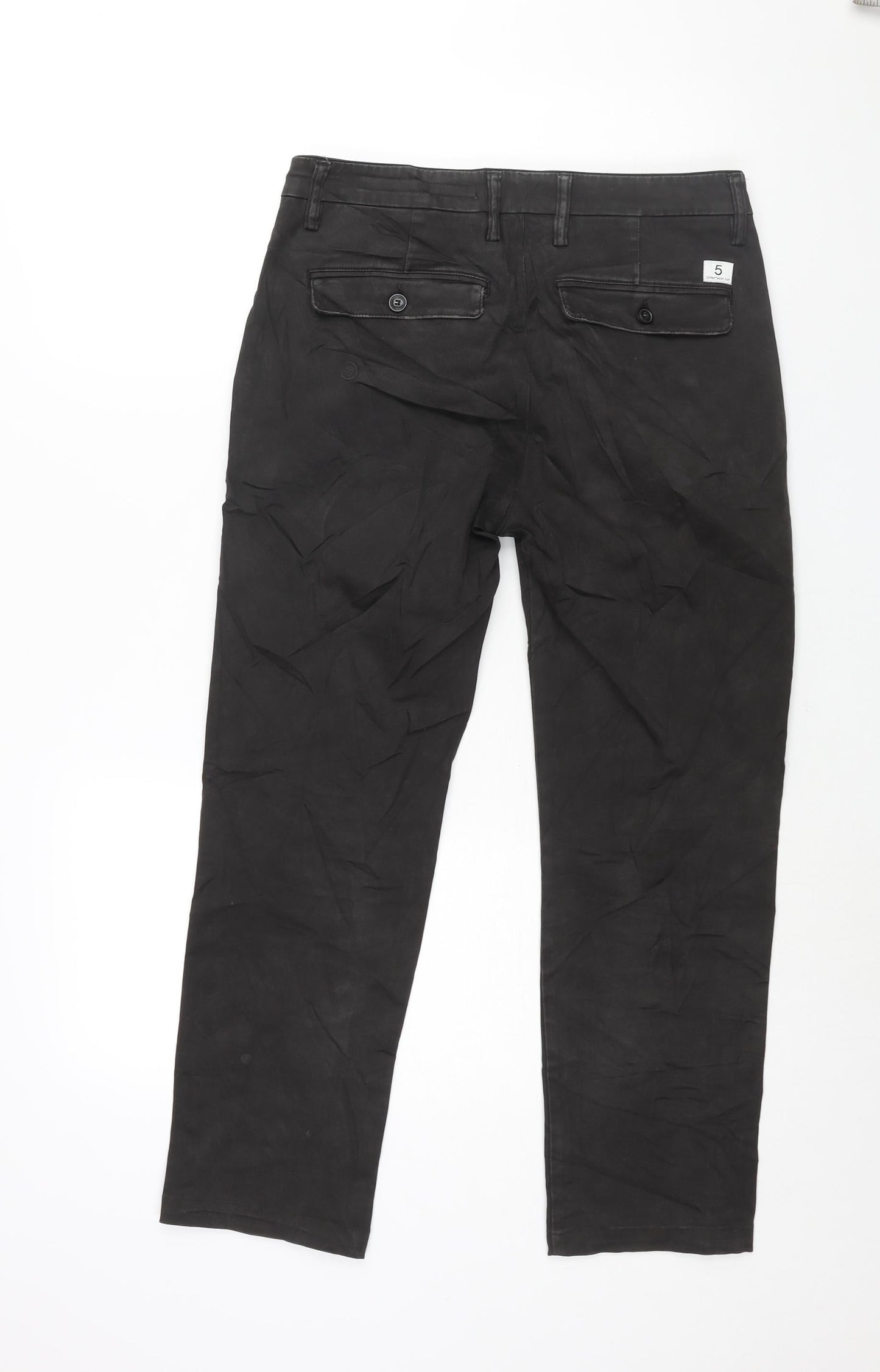 Department 5 Mens Black Cotton Chino Trousers Size 30 in L25 in Regular Zip