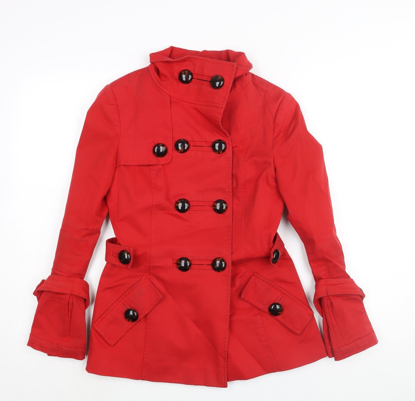 Womens UK Size S Zara Red Trench Coat