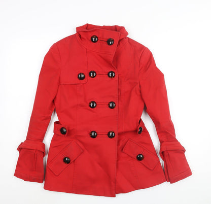 Womens UK Size S Zara Red Trench Coat