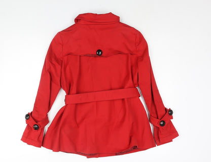 Womens UK Size S Zara Red Trench Coat