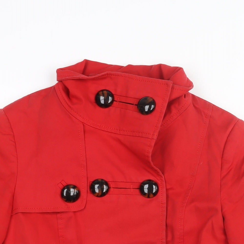 Womens UK Size S Zara Red Trench Coat