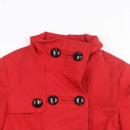Womens UK Size S Zara Red Trench Coat