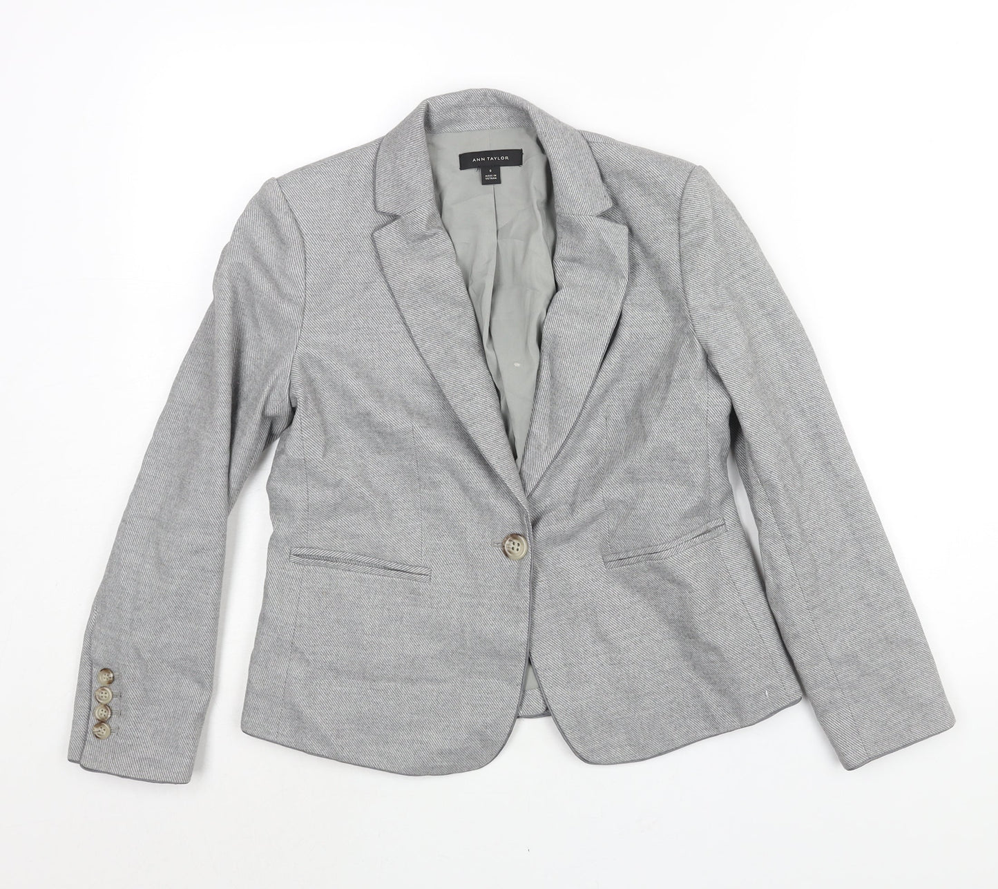 Ann Taylor Womens Grey Jacket Blazer Size 4 Button